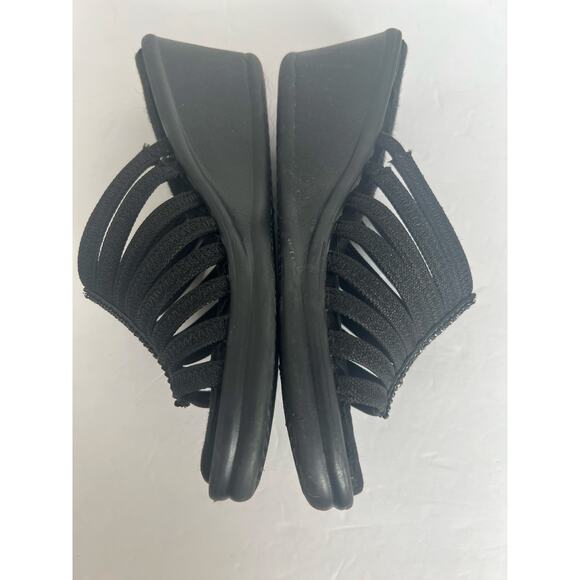 Skechers Rumblers Hotshot Black Rhinestone Wedge Slide Strappy Comfort Sandals 9 - Picture 7 of 14